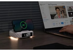 Immax 08983L - Ébresztő LCD-vel, 27W/9V Qi vezeték nélküli töltő, fehér