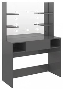 fényes szürke LED-es MDF sminkasztal 100 x 40 x 135 cm
