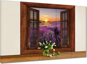 Vászonkép 100x70 Ablak levendula kilátással