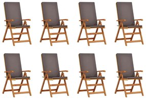 Kerti Szék párnával 8 pcs Barna 57 x 71.5 x 104cm Tömör tíkfa