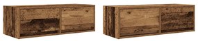 2 db antik fa szerelt fa fali TV-szekrény 80x31x25,5 cm