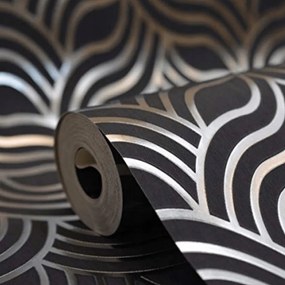 3D fali tapéta kifinomult geometria utánzat fémes elemekkel