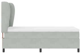 vidaXL Boxrugós ágy matracmal Világosszürke 200 x 100 cm Poliészter