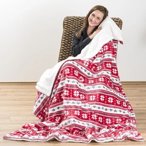 4Home Téli álom gyapjú hatású pléd piros, 150 x 200 cm