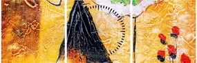 Kép - táncoló balerinák, olajfestmény (órával) (90x30 cm)