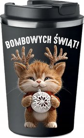 Thermo bögre karácsonyi ajándék Bomba karácsony! vicces cica tél