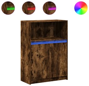 füstös tölgy szerelt fa tálalószekrény LED-del 72x34x100 cm