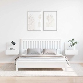 Éjjeli asztal 2 pcs Fehér 44 x 32.5 x 40 cm Tömör fenyőfa