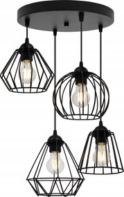 Mennyezeti Lámpa Lógó Csillár Fekete Modern Loft Plafon Lámpabúra Fém