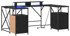 Asztal fiókkal Musta tammi 182 x 101 x 87.5 cm Faanyag