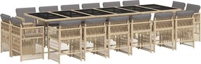 vidaXL 17részes vegyes bézs polyrattan kerti étkezőgarnitúra párnákkal