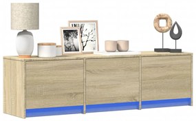 sonoma tölgy színű szerelt fa LED-es TV-szekrény 140x34x40 cm