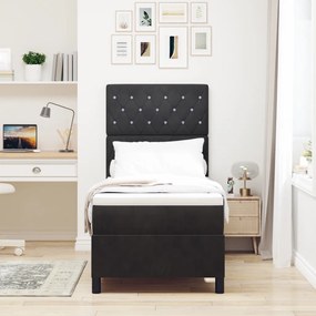 Boxspring Ágy Matrac és LED Fekete 80x200 cm Bársonyos