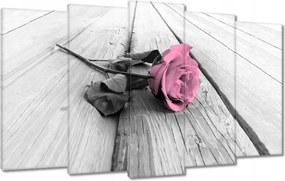 Vászonkép 100x60 Rózsa világos deszkákon
