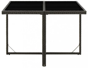 fekete polyrattan és üveg kerti asztal 109 x 107 x 74 cm