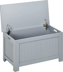 HOMCOM Tároló láda a hálószobába - Tároló pad fedéllel, sokoldalú tároló láda biztonsági zsanérral, 81x40x46 cm, Szürke | Aosom