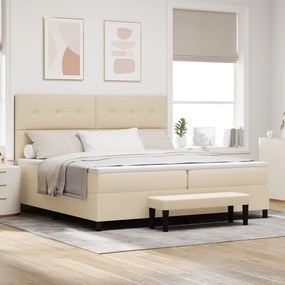 Box Spring Ágy Matraccal és Pad Mokka 200x200 cm Szövet