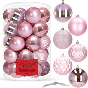 Karácsonyfadísz 8cm Törhetetlen 30db Dekoráció Rózsaszín Dekoráció