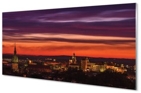 Akrilkép Krakkó Éjszakai panoráma 100x50 cm 2 fogas