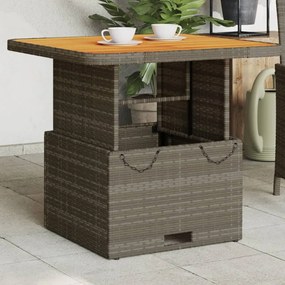 vidaXL szürke polyrattan és akácfa kerti asztal 80 x 80 x 71 cm