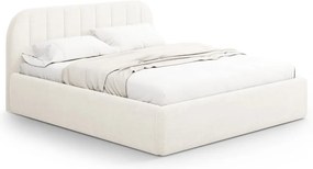 Elefántcsont színű kárpitozott ágyneműtartós franciaágy ágyráccsal 200x200 cm Juno – Windsor & Co Sofas