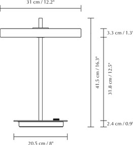 Fekete fém LED dimmelhető asztali lámpa fém búrával (magasság 41,5 cm) Asteria Table – UMAGE