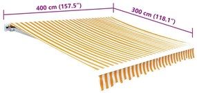 Sárga-fehér vászon napellenző tető 4 x 3 m (a váz nem tartozék)