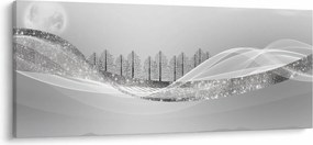 Kép - ezüst táj (120x50 cm)