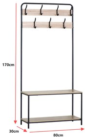 Intenso Home előszobai ruhafogas cipőtartó polcokkal 80 x 170cm sonoma tölgy