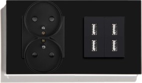 Dupla Üveg Elektromos Aljzat Töltővel 4x Usb A 2.4A