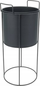 Virágtartó állvány fém 18,4x40 cm matt fekete