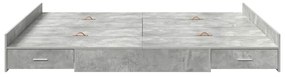 Ágykeret tárolóval fiókkal Beton szürke 200 x 200 cm Faanyag