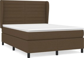 vidaXL sötétbarna szövet rugós ágy matraccal 140 x 190 cm