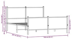 füstös tölgy színű fém ágykeret matrac nélkül 150 x 200 cm