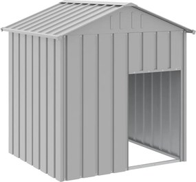 vidaXL világosszürke horganyzott acél tetős kutyakennel 117x103x123 cm