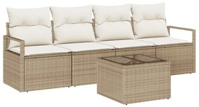 Kerti Kanapé Szett 5 pcs Beige és krém 55 x 55 x 37 cm
