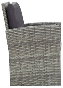 5 részes szürke kültéri polyrattan étkezőgarnitúra párnákkal