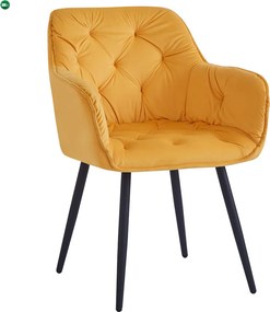 Dizájnos fotel, sárga Velvet szövet, FEDRIS NEW