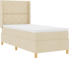 vidaXL Boxrugós ágy matracmal fejtámlával Krém 140 x 200 cm szövet