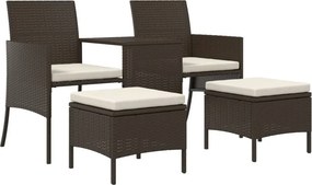 vidaXL 2 személyes barna polyrattan kerti kanapé asztallal/székkel