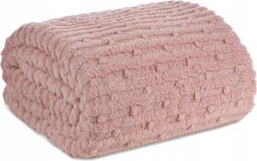 Ágytakaró pléd Róka púder 150x200 dombornyomott puha csíkos