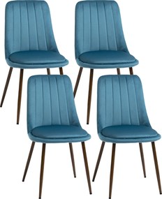HOMCOM Kárpitozott Konyhai Székek, 4 Főre, Poliészterből és Acélból, 47x55x86 cm, Kék | Aosom