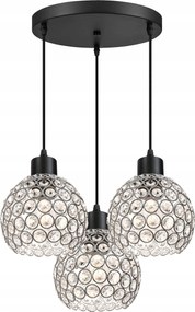 Mennyezeti Lámpa Függő Üveg Lámpabúra Modern Nappaliba 3xE27 Fekete
