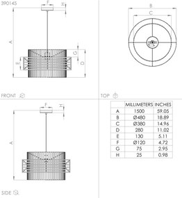 Eglo 390145 - Csillár zsinóron OLTAMAR 1xE27/40W/230V átm. 48 cm krémes