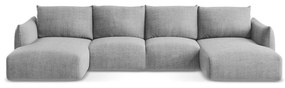 Világosszürke kinyitható sarokkanapé (U alakú) Leila – Makamii