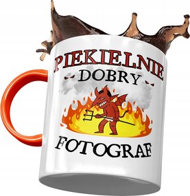 Narancssárga bögre fotósnak Pokolian Jó Nyomtatott Fotóval