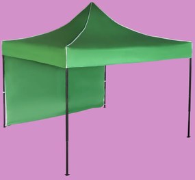 Gyorsan összecsukható sátor 3x3 m – acél, Zöld, 1 oldalfal