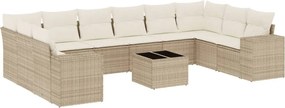 vidaXL 11 részes bézs polyrattan kerti ülőgarnitúra párnákkal