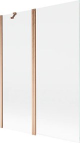 Mexen Mist 2-szárnyú kádparaván 130 x 150 cm, átlátszó, kefélt réz - 8A9-130-011-65-00