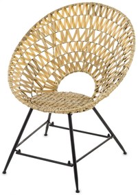 Provanszi kerek rattan jellegű fonott fém háttámlás pihenőfotel 89x74x65cm